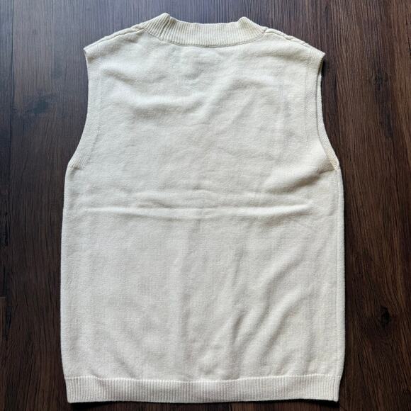 Ivory Cable Knit Sweater Vest Preppy Collegiate Style Size Medium - Picture 2 of 4